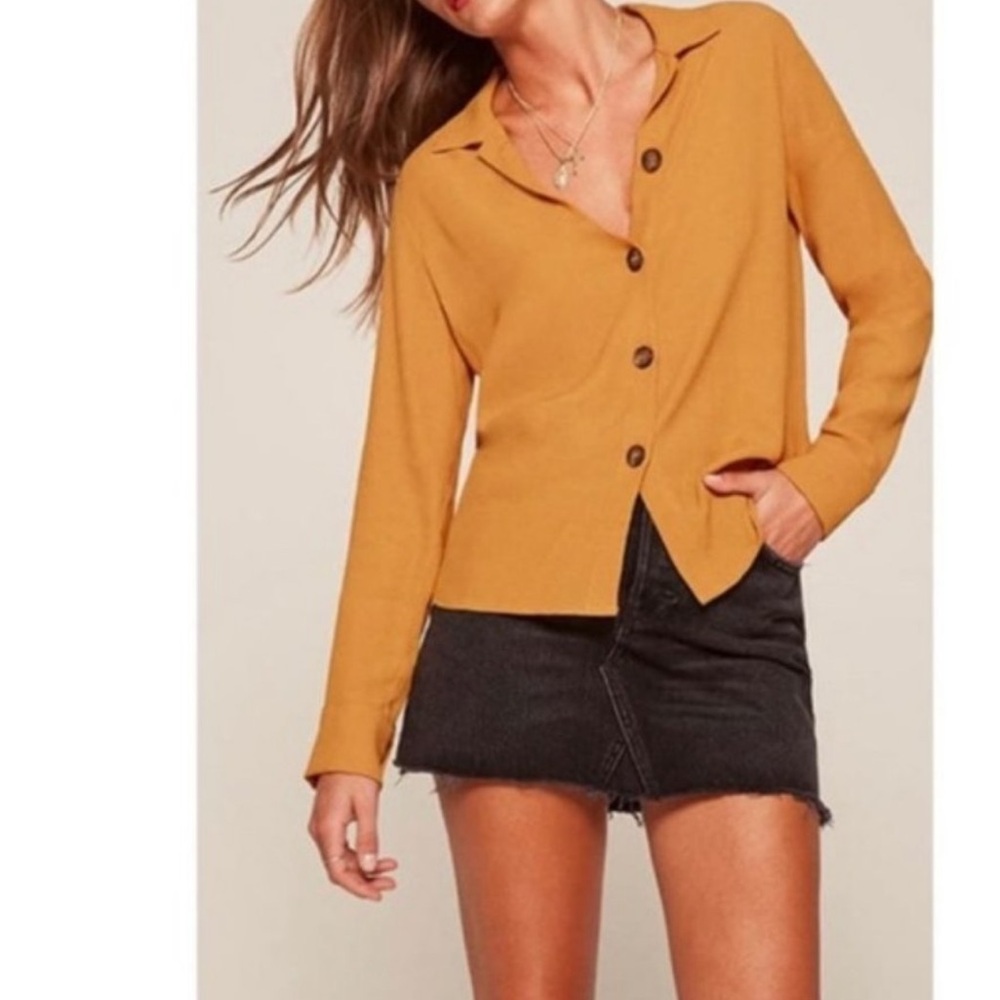 Reformation Crepe Button Down Shirt - Picture 2 of 5